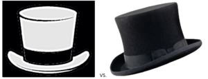 illustration of white hat and black hat